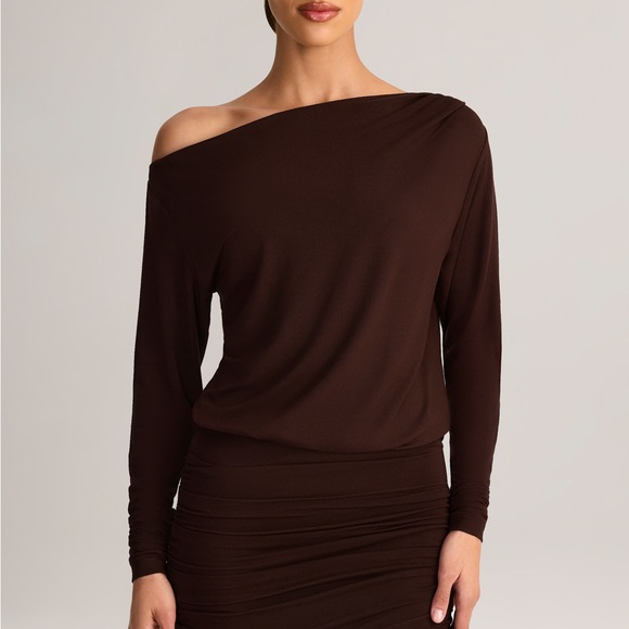 Oh Polly Dresses & Skirts - Oh Polly Off-Shoulder Mira Brown Mini Dress